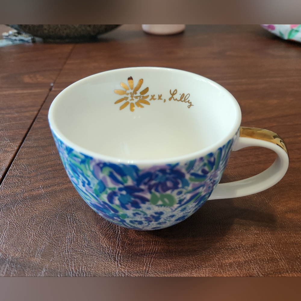 Lilly Pulitzer Coffee Mug Lion Around Blue Green Floral NWOT - Picture 2 of 5